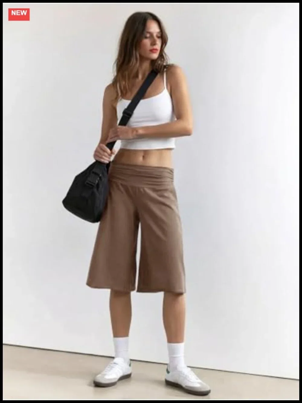 High Waisted Wide Leg Bermuda Shorts with Pockets 11